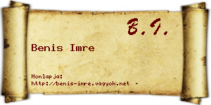 Benis Imre névjegykártya